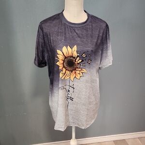 Amazon Essentials Sunflower Butterfly Faith Religous Spirtual Flowy Tee Shirt
